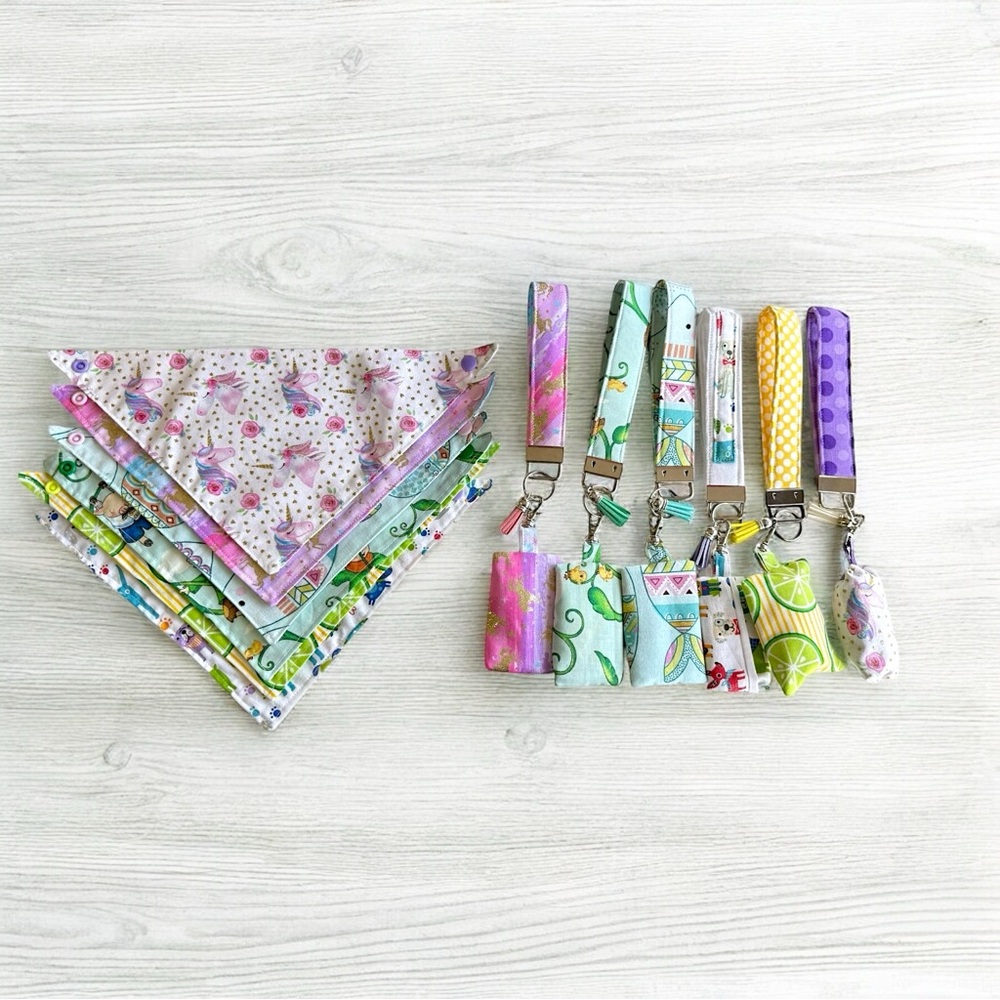 Hand-made matching Bandana and Disposable Doggy-Bag cover for your small dog